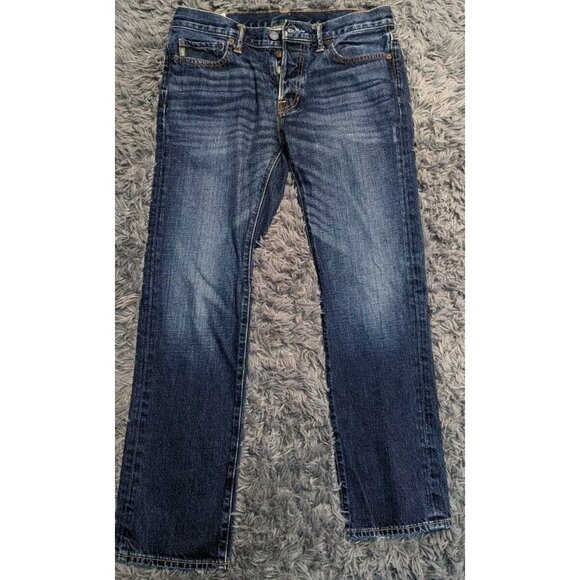 Abercrombie & Fitch Extra Heavy Ounce Vintage Jeans Mens 32 x 30 Button Fly Blue - Picture 3 of 9